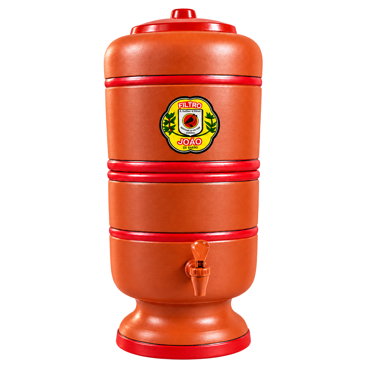 Filtro Sr. Joao de barro com friso vermelho, produto completo